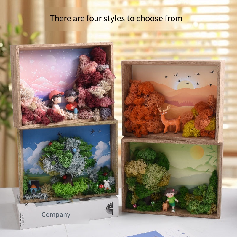 Plant Parent Gift Set - ชุดงานศิลปะจากสาหร่ายทะเล DIY - ภาพจิ๋ว 3 มิติพร้อมกรอบและต้นไม้ประดิษฐ์