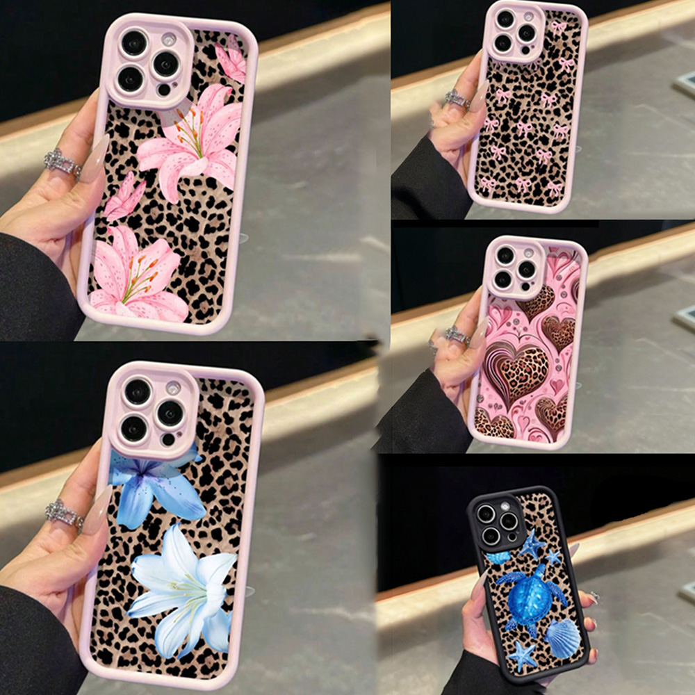 Plants X - เคสโทรศัพท์ลายดอกลิลลี่โบว์สีชมพู ลายเสือดาว สำหรับ iPhone 17 16