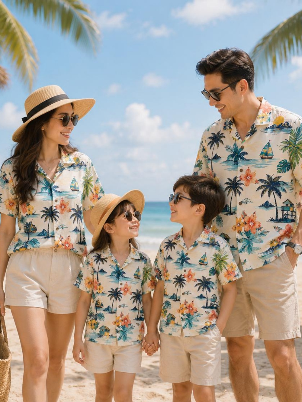 Plant Parent Shirt - เสื้อเชิ้ตเด็กสไตล์ฮาวายลายพืชเขตร้อนสำหรับฤดูร้อน เสื้อคู่พ่อแม่ลูกสำหรับวันหยุดพักผ่อน เสื้อผ้าเด็ก