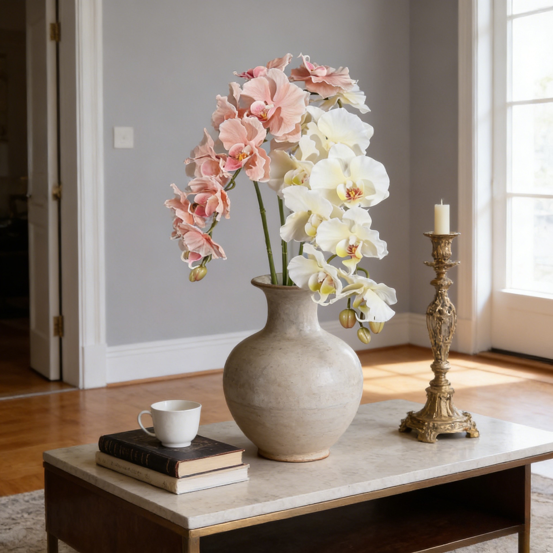 Orchid Phalaenopsis - กล้วยไม้ฟาแลนนอปซิสประดิษฐ์สไตล์เกาหลี ขนาด 38.6 นิ้ว 9 หัว
