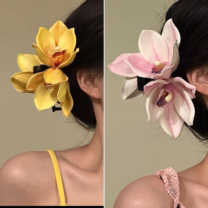 Orchid Phalaenopsis - กิ๊บติดผมรูปดอกกล้วยไม้ขนาดใหญ่ สำหรับผู้หญิง งานแต่งงาน กิ๊บหนีบผมทรงปู แฟชั่นสำหรับสาวๆ กิ๊บหนีบผมทรงหางม้า
