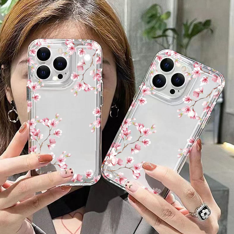 เคสโทรศัพท์ใสลายดอกไม้สีชมพู ส - Plants X บทวิจารณ์และราคา